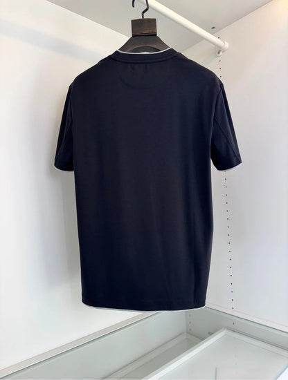 Italy BC men's clothing 25 summer new long-staple cotton breathable fake two fashion casual old money wind short-sleeved T-shirt