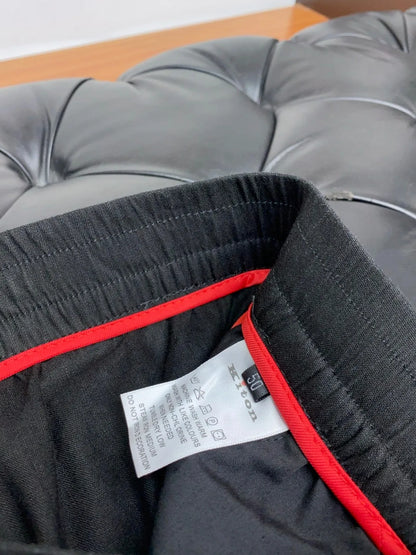 Italian Kiton cotton and linen light elastic waist tether straight casual pants