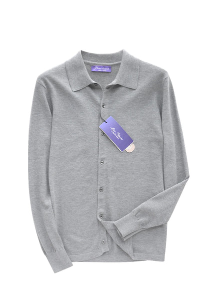 Elegant gentleman, autumn and winter fashion high-end Tencel long-sleeved shirt men's lapel wool knitted cardigan