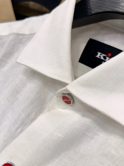 Italian Kiton vintage style minimalist 25 spring/summer linen business casual long sleeved shirt
