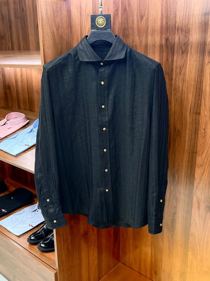 Elegant and low-key, breathable sunscreen linen fabric comfortable cotton long-sleeved loose shirt