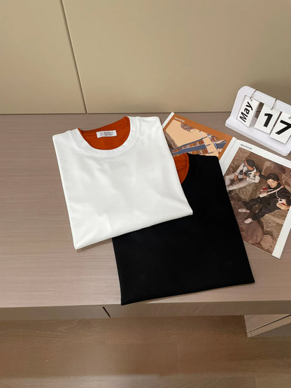 Italy BC old money style men's clothing combed cotton cool breathable fake two simple fashion casual short-sleeved T-shirt
