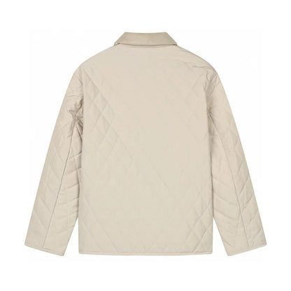 Classic LP Premium Textured Cashmere Woolen Lapel Rhombus Quilted Car Line Warm Camel Velvet Cotton Jacket