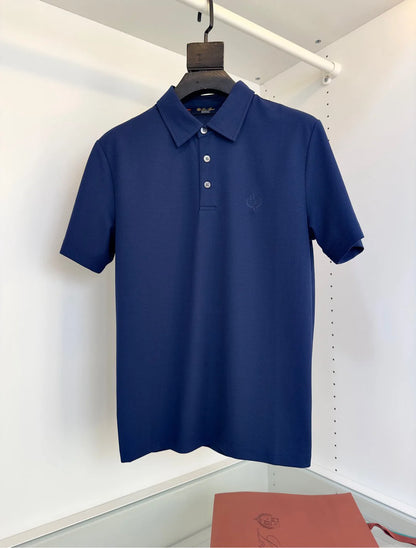 Italian LP men's summer new spandex breathable fabric simple business casual short-sleeved polo shirt