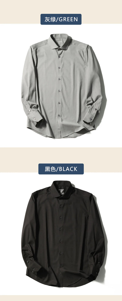 Premium old money style, spring and autumn new modal wool blended long-sleeved shirt business casual shirt