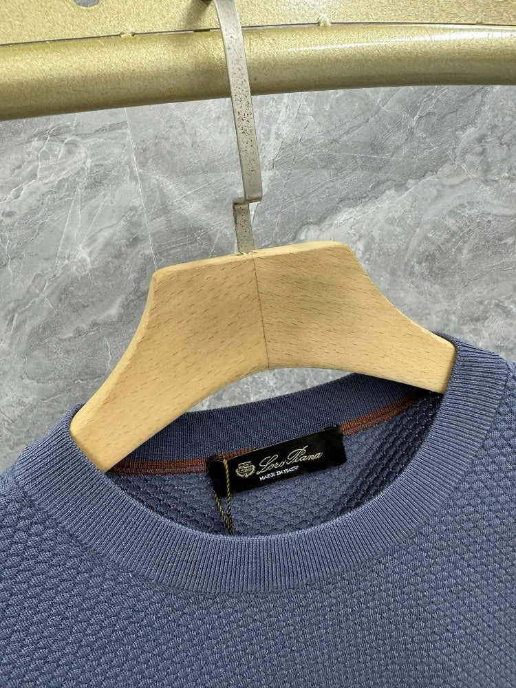 Italian LP men's summer new combed cotton sweat-absorbing breathable fashion casual knitted short-sleeved T-shirt