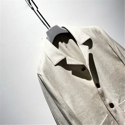 Classic old money style, high-end skin-friendly texture, breathable lapel linen tooling jacket