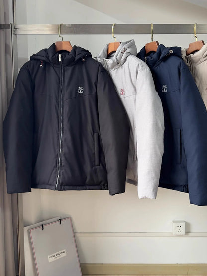 Italian BC men's autumn and winter new fashion casual thick warm stand collar hooded cotton coat thick jacket