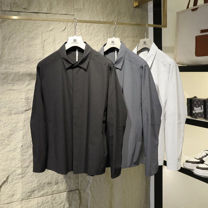 2025 summer new men's business and leisure outdoor quick-drying breathable high-elastic shirt light and thin long-sleeved shirt