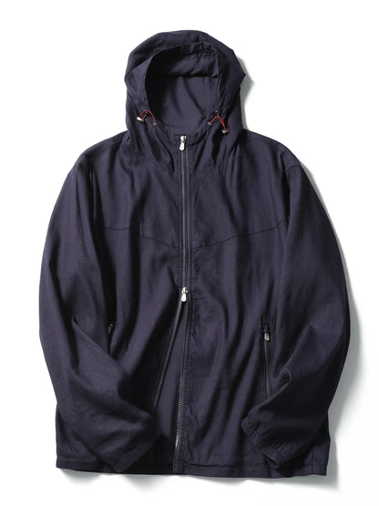 Spring and summer new men's high sense business leisure linen blend hooded jacket