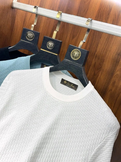 Italian LP old money style spring and summer high-quality Lyocell mixed silk round neck knitted shirt T-shirt