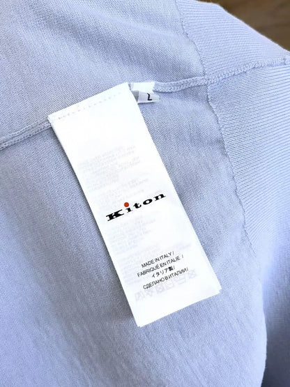 Italian kiton light luxury summer silk blended cotton spinning knitted Haiou collar short-sleeved polo shirt