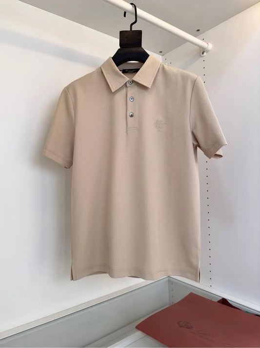 Italian LP men's summer new spandex breathable fabric simple business casual short-sleeved polo shirt