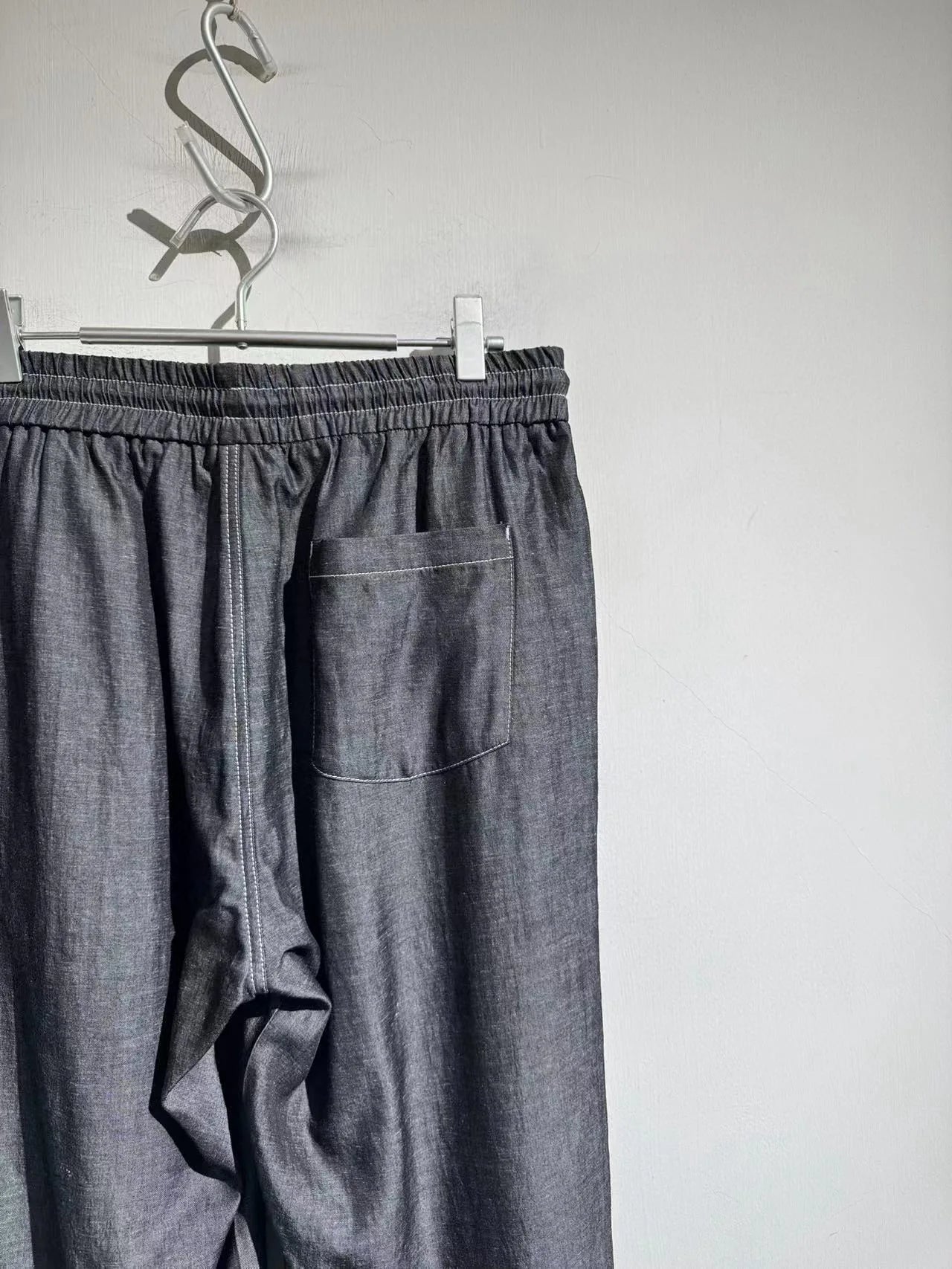 Drape and breathable 25 spring new elastic elastic waist loose Tencel linen straight casual pants