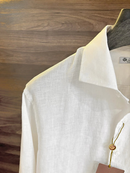 Italian LP old money style light luxury men's high version 100% linen business casual elegant long-sleeved shirt
