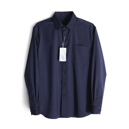 Italian luxury, spring new men's light business drape anti-wrinkle elastic long-sleeved shirt bottoming top