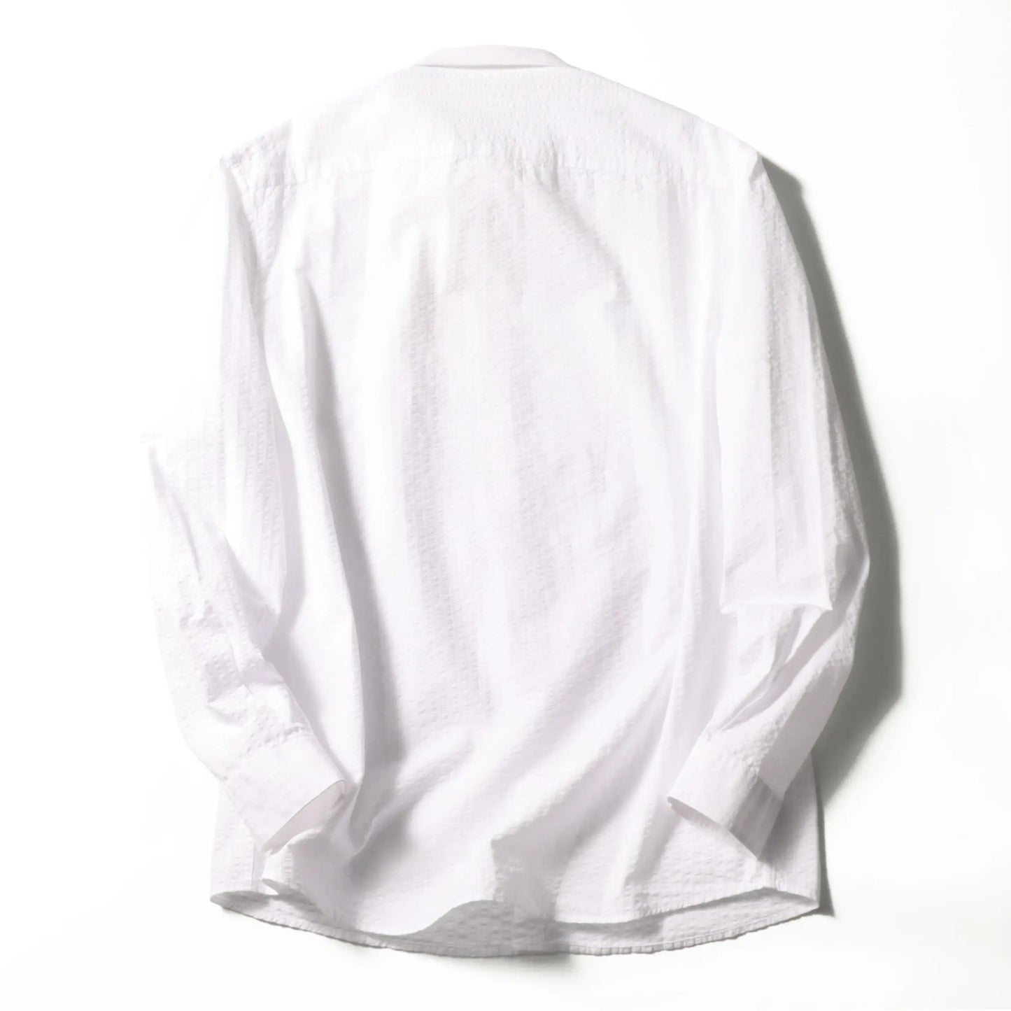 2025 spring and summer new men's high-end white light luxury temperament seersucker cotton long-sleeved shirt 1035