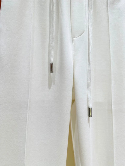 LP Old Money Wind Tencel Cotton Blended Elastic Waist Straight Leg Wide Leg Casual Pants