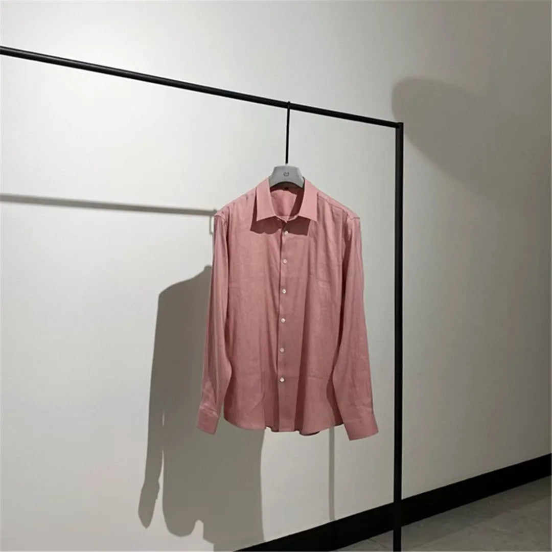 [Pendant elegant temperament] Light luxury Italian versatile, linen Tencel loose business casual long-sleeved shirt
