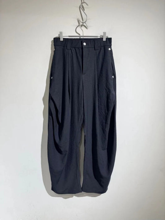 Elastic elastic waist summer tencel linen loose straight scimitar casual trousers