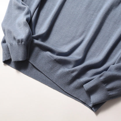 ZZ series classic Italian light luxury, spring and autumn wool blended men's crew neck knitted sweater anti-pilling sweater