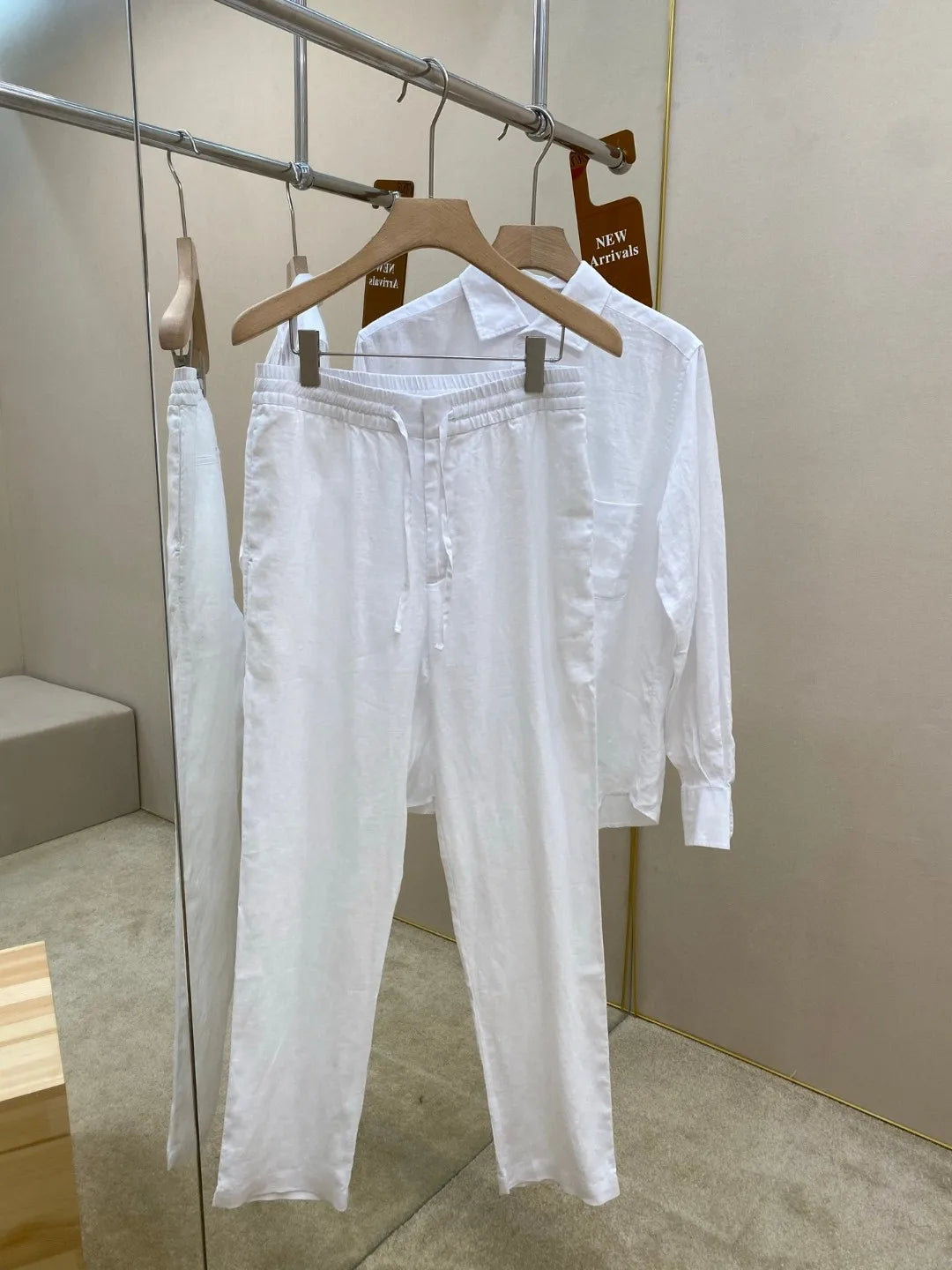 Italian old money style European and American luxury high version 25 summer linen elastic waist straight wide-leg casual pants