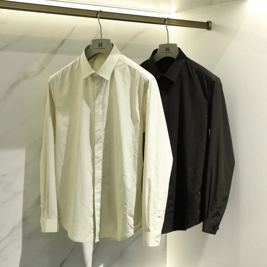 Tencel cotton blend autumn fashion business casual anti-wrinkle men's long-sleeved shirt