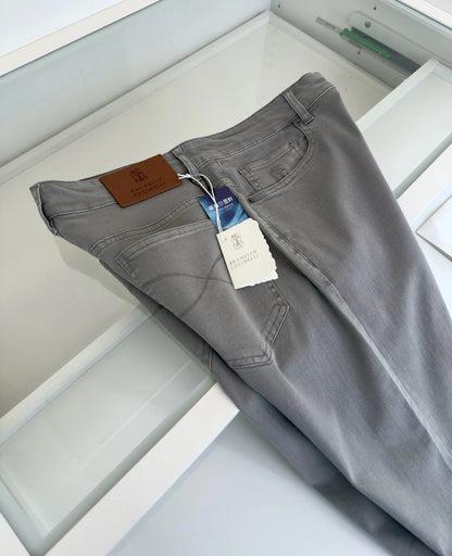Italy BC men's spring and summer new mulberry silk cool breathable fashion casual small straight jeans