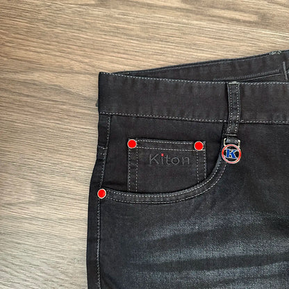 2025 summer new kiton chiton men's slim-fitting small feet solid color simple fashion casual jeans