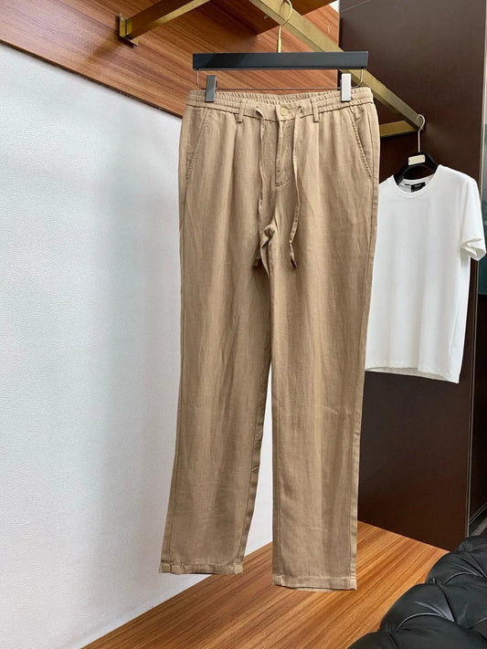 Italian LP old money style business minimalist elastic waist small straight tube linen casual pants