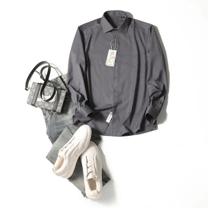 ZZ Italian Luxury, Spring and Autumn Business Casual Long Sleeve Shirt Men's Easy Care Bottom Shirt