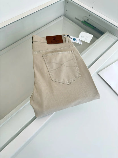 Italy BC men's spring and summer new mulberry silk cool breathable fashion casual small straight jeans