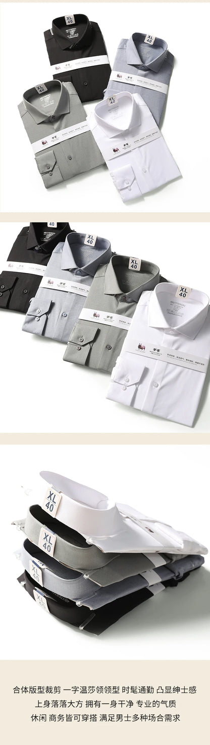 Premium old money style, spring and autumn new modal wool blended long-sleeved shirt business casual shirt
