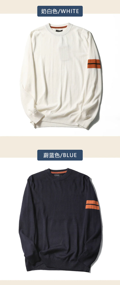 ZZ series classic Italian light luxury, spring and autumn wool blended men's crew neck knitted sweater anti-pilling sweater