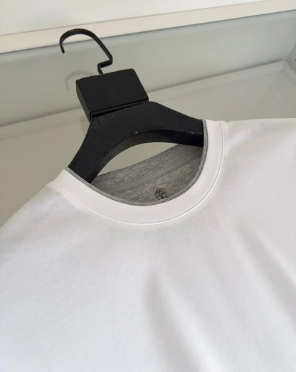 Italy BC men's clothing 25 summer new long-staple cotton breathable fake two fashion casual old money wind short-sleeved T-shirt