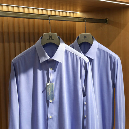 ZZ spring new men's business casual liquid ammonia cotton long-sleeved shirt formal professional shirt