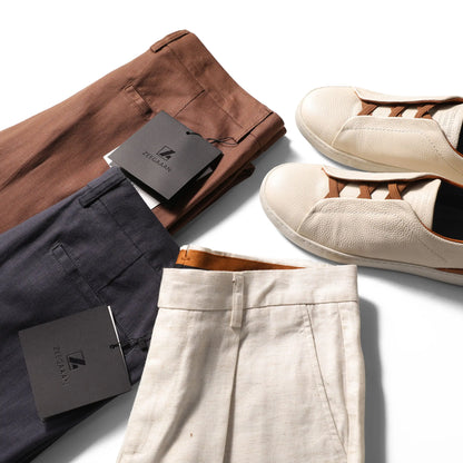 ZZ spring and summer new business casual cool tencel linen blend trousers