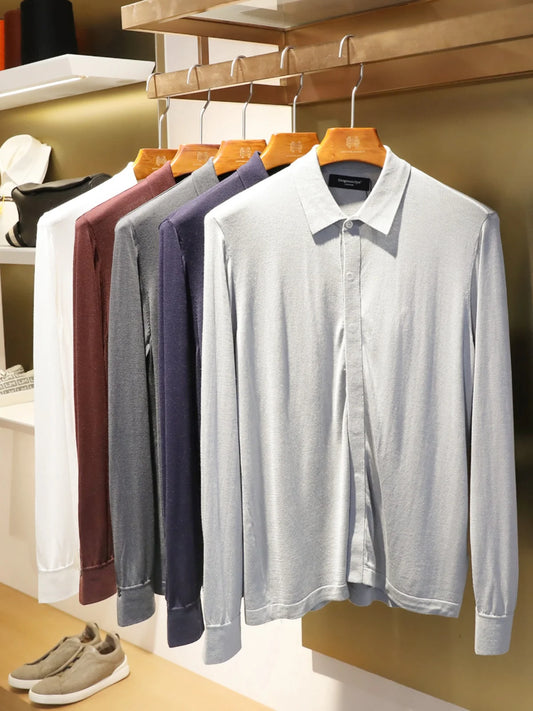 ZZ new men's light luxury business casual long-sleeved knitted cardigan jacket stacked with bottoming shirt