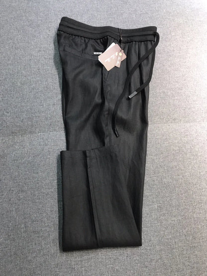 Italian LP European and American light luxury men's clothing linen Tencel elastic waist tether straight casual pants