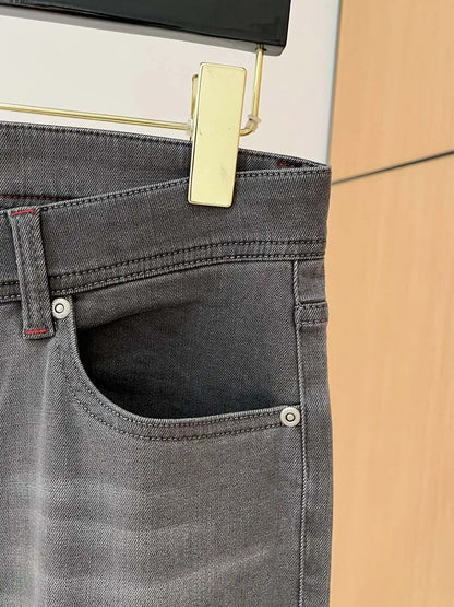 25 spring and summer new Italian kiton chiton solid color fashionable versatile slim-fitting small feet men's casual jeans