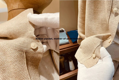 Autumn and winter business high-end mulberry silk long-sleeved shirt men's wool knitted cardigan sweater