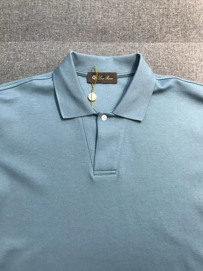 Italian LP old money style light luxury men's summer simple business casual lapel short sleeved polo shirt
