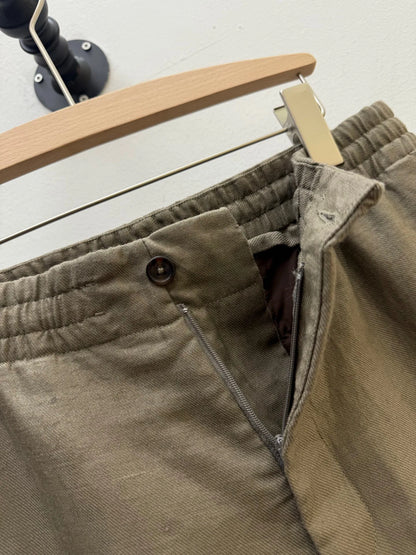 High quality, old money style 100% linen, elastic waist fashion loose straight linen casual trousers