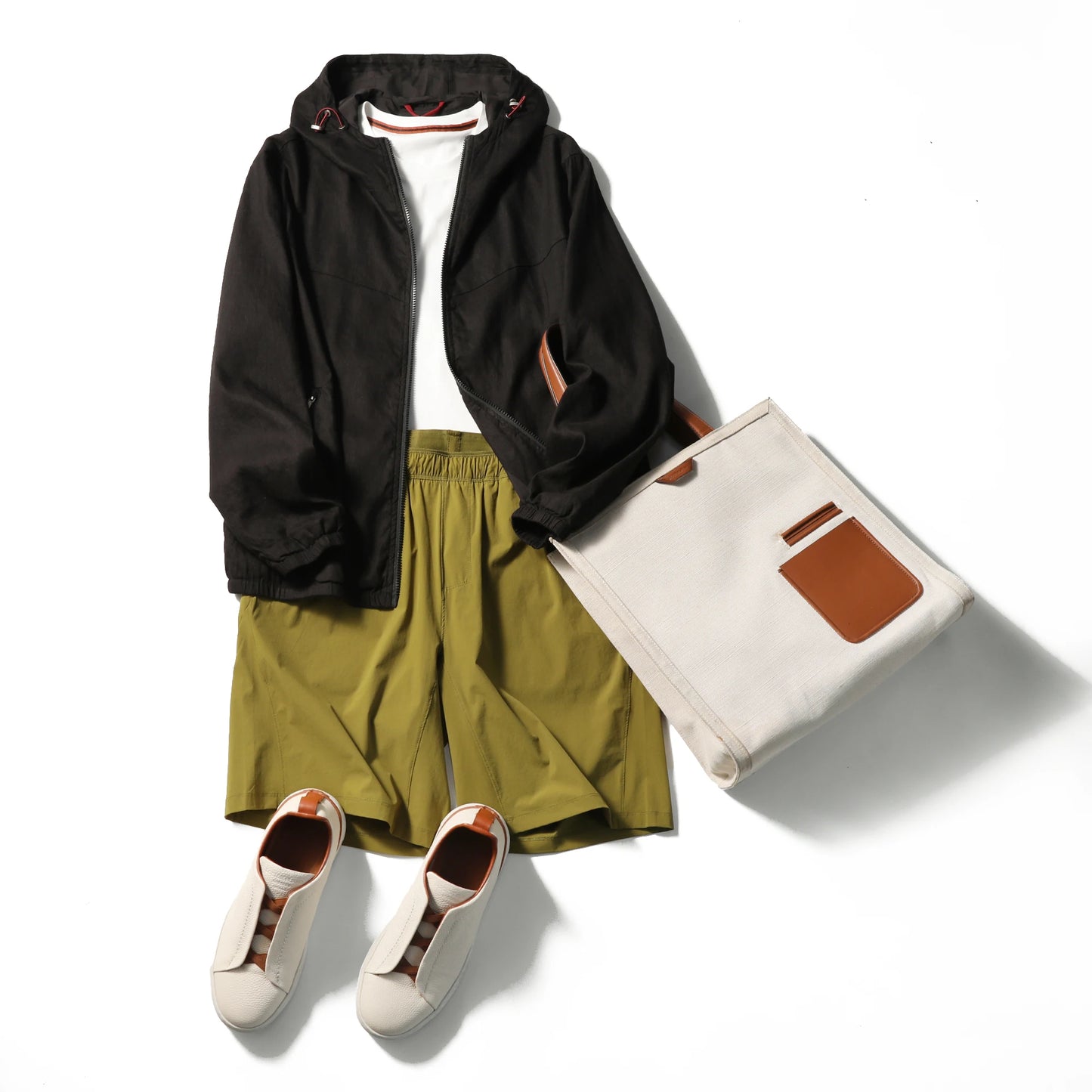 Spring and summer new men's high sense business leisure linen blend hooded jacket
