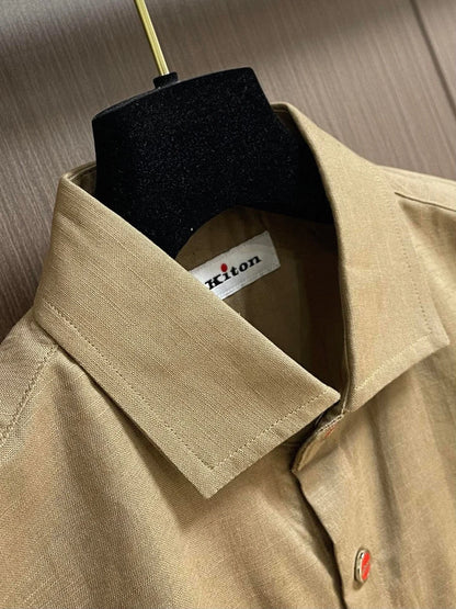 Italian Kiton vintage style 25 spring/summer linen business casual long sleeved shirt