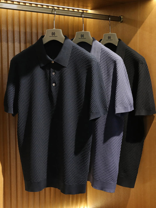 2025 summer new high-end business casual elastic breathable cool short-sleeved polo shirt