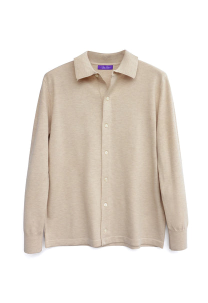 Autumn and winter business high-end mulberry silk long-sleeved shirt men's wool knitted cardigan sweater