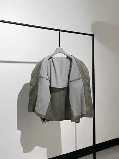 Classic old money style, high-end skin-friendly texture, breathable lapel linen tooling jacket
