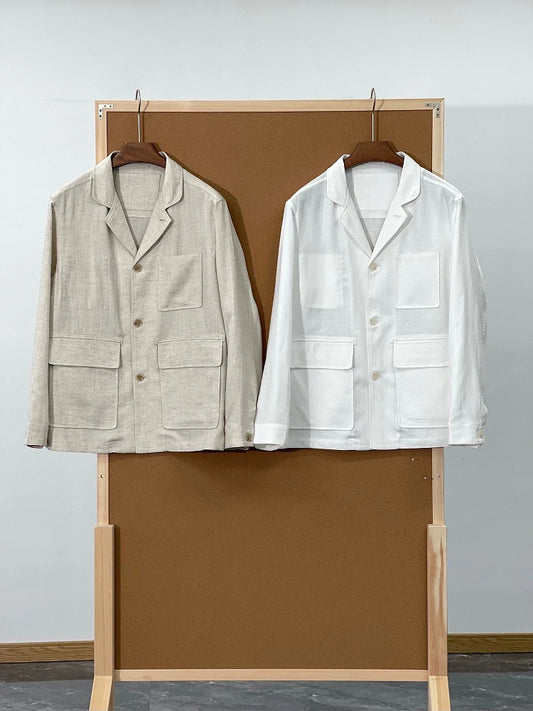 Low key old money style BC spring lyocell linen blend lapel jacket jacket