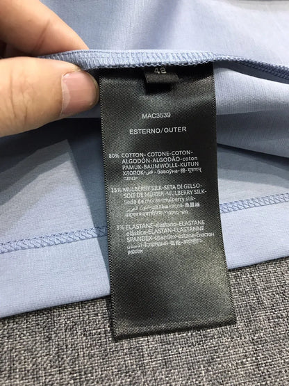 Italian LP European and American light luxury men's mulberry silk mixed cotton lapel short sleeved simple casual polo shirt